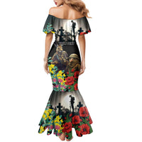 Kangaroo-Kiwi Soldier ANZAC Personalised Family Matching Mermaid Dress and Hawaiian Shirt Golden Wattle Poppy Flowers LT9 - Polynesian Pride