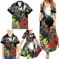 Kangaroo-Kiwi Soldier ANZAC Personalised Family Matching Summer Maxi Dress and Hawaiian Shirt Golden Wattle Poppy Flowers LT9 - Polynesian Pride