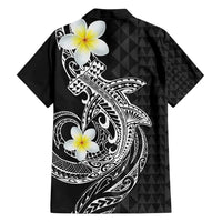 Aloha Hammerhead Shark Family Matching Off Shoulder Maxi Dress and Hawaiian Shirt Black Hawaiian Kakau Tribal Tattoo LT9 - Polynesian Pride
