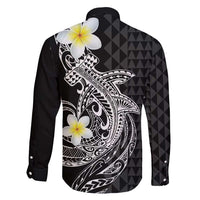 Aloha Hammerhead Shark Family Matching Puletasi and Hawaiian Shirt Black Hawaiian Kakau Tribal Tattoo