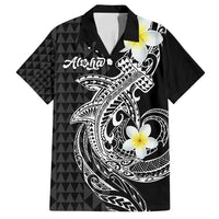 Aloha Hammerhead Shark Family Matching Summer Maxi Dress and Hawaiian Shirt Black Hawaiian Kakau Tribal Tattoo LT9 Dad's Shirt - Short Sleeve Black - Polynesian Pride
