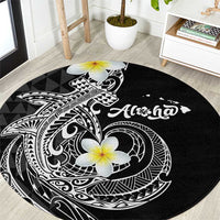 Aloha Hammerhead Shark Round Carpet Black Hawaiian Kakau Tribal Tattoo LT9 Black - Polynesian Pride