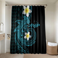 Aloha Hammerhead Shark Bathroom Set Calypso Hawaiian Kakau Tribal Tattoo LT9 Shower Curtain Only Blue - Polynesian Pride