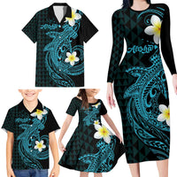 Aloha Hammerhead Shark Family Matching Long Sleeve Bodycon Dress and Hawaiian Shirt Calypso Hawaiian Kakau Tribal Tattoo LT9 - Polynesian Pride