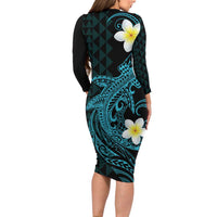 Aloha Hammerhead Shark Family Matching Long Sleeve Bodycon Dress and Hawaiian Shirt Calypso Hawaiian Kakau Tribal Tattoo LT9 - Polynesian Pride