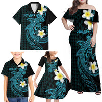 Aloha Hammerhead Shark Family Matching Off Shoulder Maxi Dress and Hawaiian Shirt Calypso Hawaiian Kakau Tribal Tattoo LT9 - Polynesian Pride