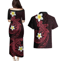 Aloha Hammerhead Shark Couples Matching Puletasi and Hawaiian Shirt Feverish Pink Hawaiian Kakau Tribal Tattoo LT9 - Polynesian Pride