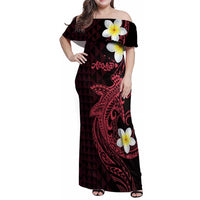 Aloha Hammerhead Shark Family Matching Off Shoulder Maxi Dress and Hawaiian Shirt Feverish Pink Hawaiian Kakau Tribal Tattoo LT9 Mom's Dress Pink - Polynesian Pride