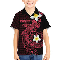 Aloha Hammerhead Shark Family Matching Short Sleeve Bodycon Dress and Hawaiian Shirt Feverish Pink Hawaiian Kakau Tribal Tattoo LT9 Son's Shirt Pink - Polynesian Pride