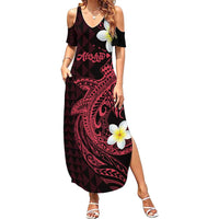 Aloha Hammerhead Shark Family Matching Summer Maxi Dress and Hawaiian Shirt Feverish Pink Hawaiian Kakau Tribal Tattoo LT9 Mom's Dress Pink - Polynesian Pride