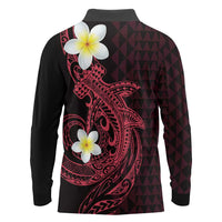 Aloha Hammerhead Shark Long Sleeve Polo Shirt Feverish Pink Hawaiian Kakau Tribal Tattoo LT9 - Polynesian Pride