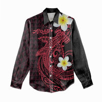 Aloha Hammerhead Shark Women Casual Shirt Feverish Pink Hawaiian Kakau Tribal Tattoo LT9 - Polynesian Pride