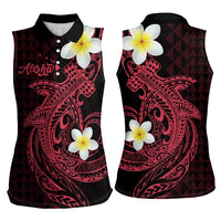 Aloha Hammerhead Shark Women Sleeveless Polo Shirt Feverish Pink Hawaiian Kakau Tribal Tattoo LT9 - Polynesian Pride