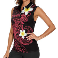 Aloha Hammerhead Shark Women Sleeveless Polo Shirt Feverish Pink Hawaiian Kakau Tribal Tattoo LT9 - Polynesian Pride