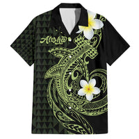 Aloha Hammerhead Shark Family Matching Off The Shoulder Long Sleeve Dress and Hawaiian Shirt Lime Rickey Hawaiian Kakau Tribal Tattoo LT9 Dad's Shirt - Short Sleeve Lime - Polynesian Pride