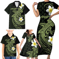 Aloha Hammerhead Shark Family Matching Short Sleeve Bodycon Dress and Hawaiian Shirt Lime Rickey Hawaiian Kakau Tribal Tattoo LT9 - Polynesian Pride