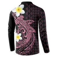 Aloha Hammerhead Shark Button Sweatshirt Vivacious Pink Hawaiian Kakau Tribal Tattoo LT9 - Polynesian Pride