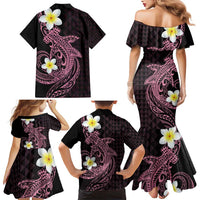 Aloha Hammerhead Shark Family Matching Mermaid Dress and Hawaiian Shirt Vivacious Pink Hawaiian Kakau Tribal Tattoo LT9 - Polynesian Pride