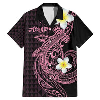 Aloha Hammerhead Shark Family Matching Mermaid Dress and Hawaiian Shirt Vivacious Pink Hawaiian Kakau Tribal Tattoo LT9 Dad's Shirt - Short Sleeve Pink - Polynesian Pride