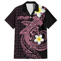 Aloha Hammerhead Shark Family Matching Off The Shoulder Long Sleeve Dress and Hawaiian Shirt Vivacious Pink Hawaiian Kakau Tribal Tattoo LT9 Dad's Shirt - Short Sleeve Pink - Polynesian Pride