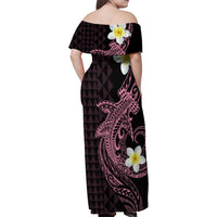 Aloha Hammerhead Shark Family Matching Off Shoulder Maxi Dress and Hawaiian Shirt Vivacious Pink Hawaiian Kakau Tribal Tattoo LT9 - Polynesian Pride