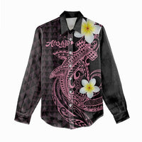 Aloha Hammerhead Shark Women Casual Shirt Vivacious Pink Hawaiian Kakau Tribal Tattoo LT9 - Polynesian Pride