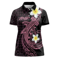 Aloha Hammerhead Shark Women Polo Shirt Vivacious Pink Hawaiian Kakau Tribal Tattoo LT9 Female Pink - Polynesian Pride