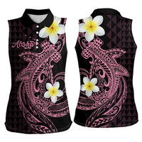 Aloha Hammerhead Shark Women Sleeveless Polo Shirt Vivacious Pink Hawaiian Kakau Tribal Tattoo LT9 - Polynesian Pride