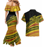 Personalised Tonga Ha apai High School Couples Matching Mermaid Dress and Hawaiian Shirt Ngatu Fonulei Pattern