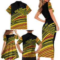 Personalised Tonga Ha apai High School Family Matching Short Sleeve Bodycon Dress and Hawaiian Shirt Ngatu Fonulei Pattern LT9 - Polynesian Pride