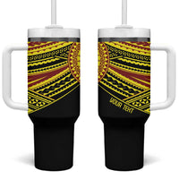 Personalised Tonga Ha apai High School Tumbler With Handle Ngatu Fonulei Pattern