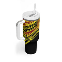 Personalised Tonga Ha apai High School Tumbler With Handle Ngatu Fonulei Pattern