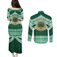 Personalised Tonga Saineha High School Couples Matching Puletasi and Long Sleeve Button Shirt Polynesian Ngatu Tribal