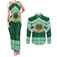 Personalised Tonga Saineha High School Couples Matching Tank Maxi Dress and Long Sleeve Button Shirt Polynesian Ngatu Tribal