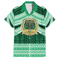 Personalised Tonga Saineha High School Family Matching Short Sleeve Bodycon Dress and Hawaiian Shirt Polynesian Ngatu Tribal LT9 Dad's Shirt - Short Sleeve Green - Polynesian Pride