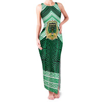 Personalised Tonga Saineha High School Family Matching Tank Maxi Dress and Hawaiian Shirt Polynesian Ngatu Tribal LT9 Mom's Dress Green - Polynesian Pride