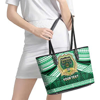 Personalised Tonga Saineha High School Leather Tote Bag Polynesian Ngatu Tribal