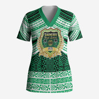 Personalised Tonga Saineha High School Scrub Top Polynesian Ngatu Tribal - Polynesian Pride
