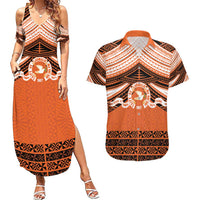 Personalised Tonga Tailulu College Couples Matching Summer Maxi Dress and Hawaiian Shirt Polynesian Ngatu Tribal