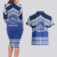 Personalised Tonga Taufa'ahau Pilolevu College Couples Matching Long Sleeve Bodycon Dress and Hawaiian Shirt Polynesian Ngatu Tribal LT9 - Polynesian Pride