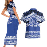 Personalised Tonga Taufa'ahau Pilolevu College Couples Matching Short Sleeve Bodycon Dress and Hawaiian Shirt Polynesian Ngatu Tribal LT9 - Polynesian Pride