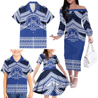 Personalised Tonga Taufa'ahau Pilolevu College Family Matching Off The Shoulder Long Sleeve Dress and Hawaiian Shirt Polynesian Ngatu Tribal LT9 - Polynesian Pride