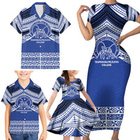 Personalised Tonga Taufa'ahau Pilolevu College Family Matching Short Sleeve Bodycon Dress and Hawaiian Shirt Polynesian Ngatu Tribal LT9 - Polynesian Pride