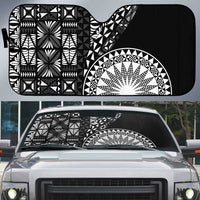Black Tongan Ngatu Fonulei Pattern Auto Sun Shade LT9 Black - Polynesian Pride