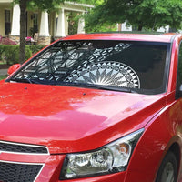 Black Tongan Ngatu Fonulei Pattern Auto Sun Shade LT9 - Polynesian Pride