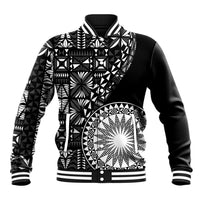 Black Tongan Ngatu Fonulei Pattern Baseball Jacket