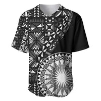 Black Tongan Ngatu Fonulei Pattern Baseball Jersey LT9 Black - Polynesian Pride