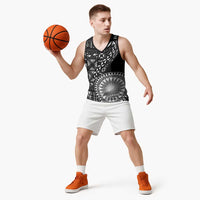 Black Tongan Ngatu Fonulei Pattern Basketball Jersey LT9 - Polynesian Pride