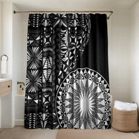 Black Tongan Ngatu Fonulei Pattern Bathroom Set LT9 Shower Curtain Only Black - Polynesian Pride