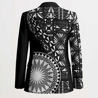 Black Tongan Ngatu Fonulei Pattern Blazer LT9 - Polynesian Pride